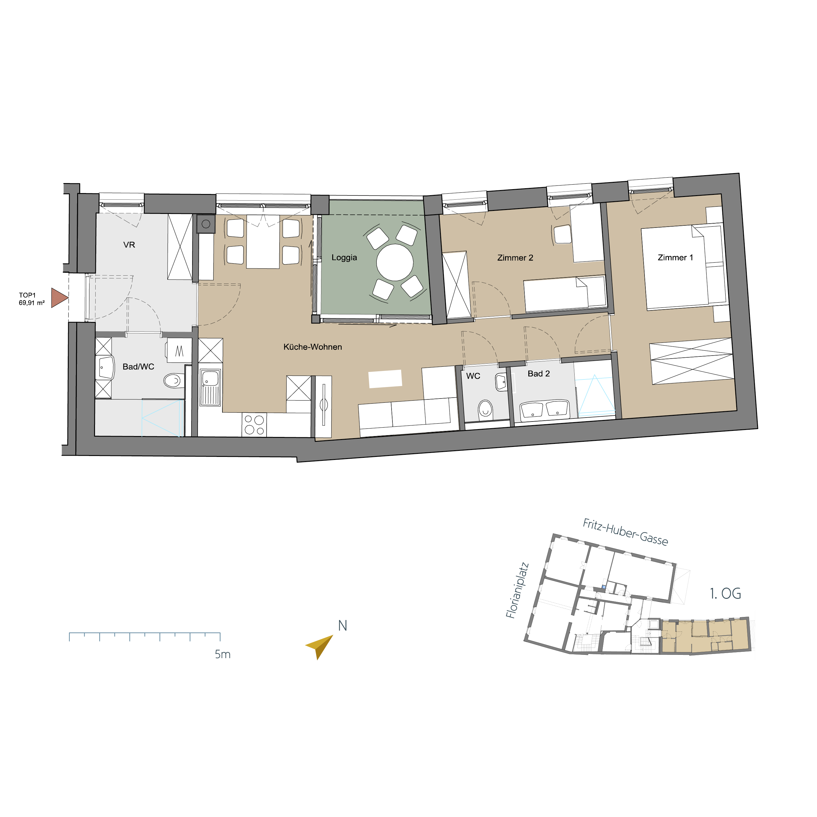 Das Floriani Top 1 1.OG Grundriss